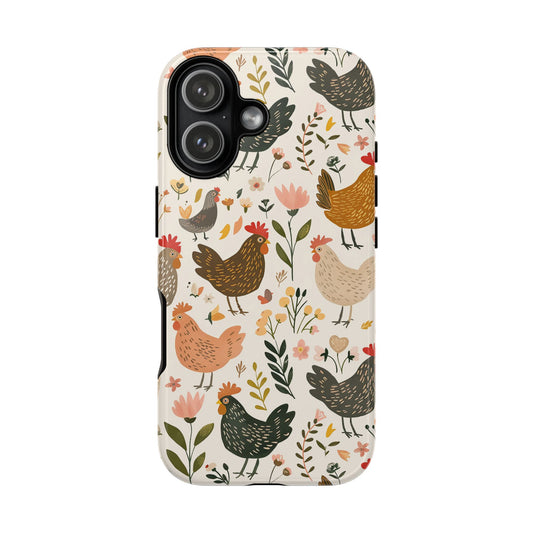 Floral Chickens Tough Phone Case