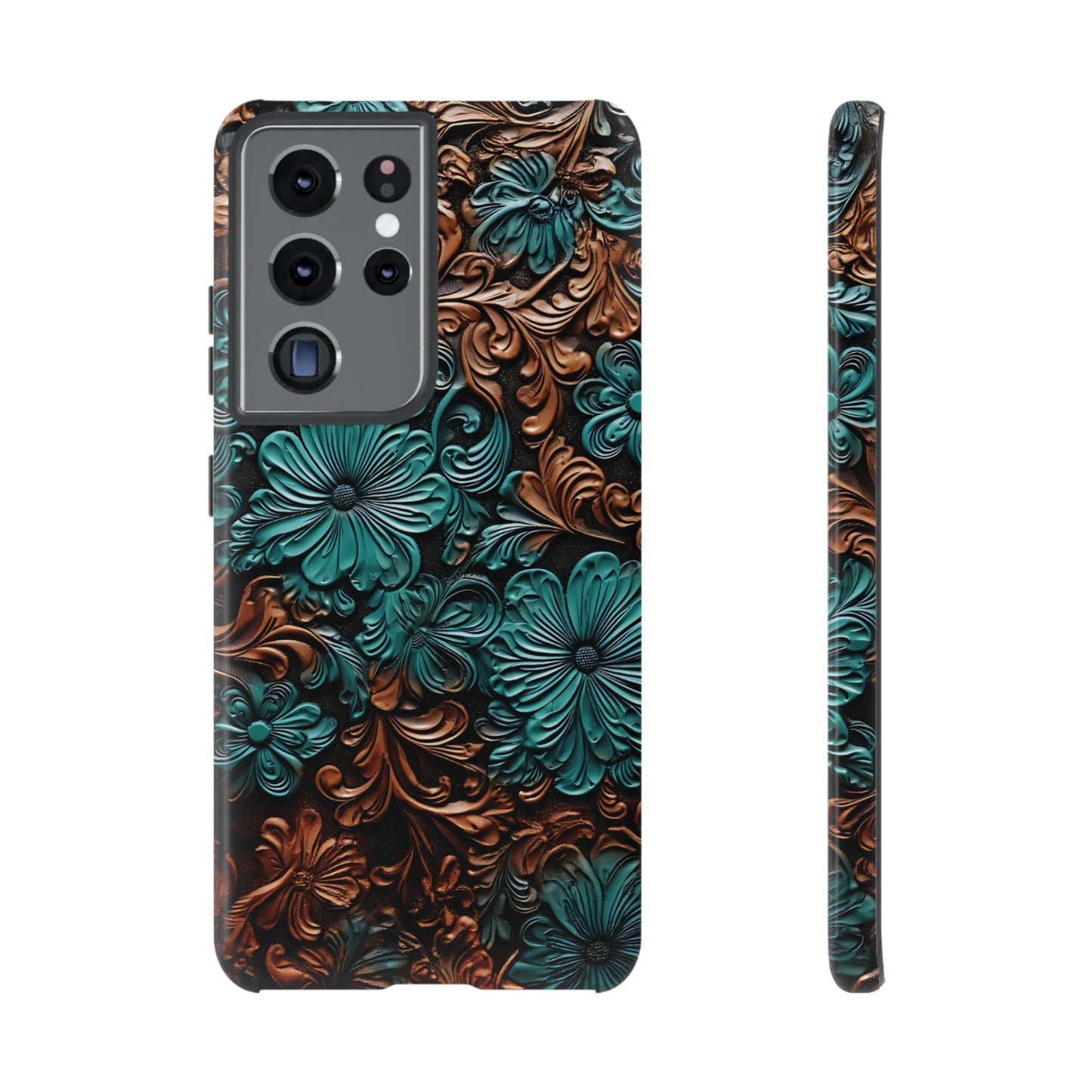 Faux Tooled Floral Tough Case