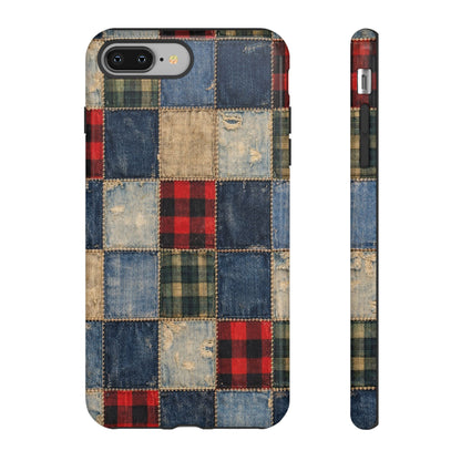 Denim Plaid Patchwork Tough Case