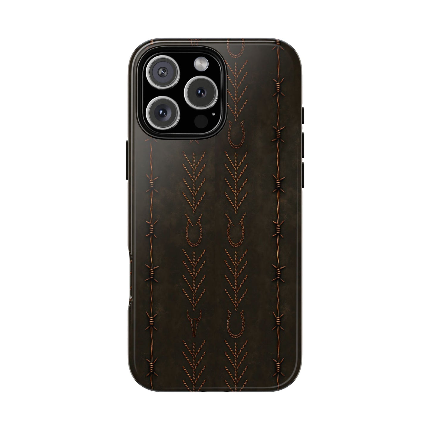 Black + Copper Barbed Wire Stitch Tough Phone Case
