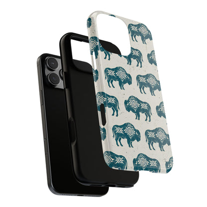 Teal Aztec Buffalo Tough Phone Case