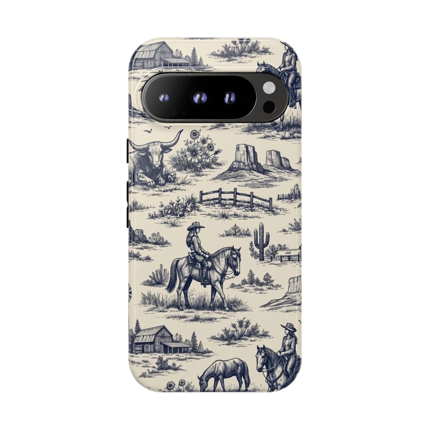 Western Toile Navy Tough Case