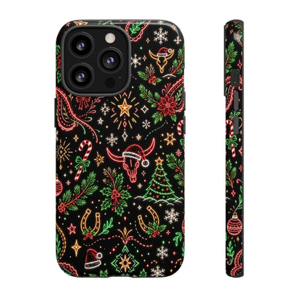 Neon Christmas Skulls Tough Case