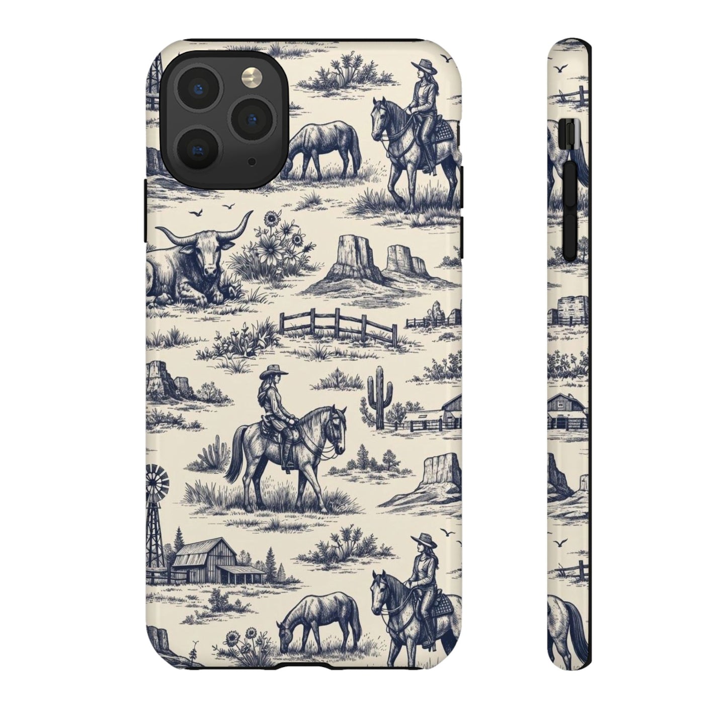 Western Toile Navy Tough Case