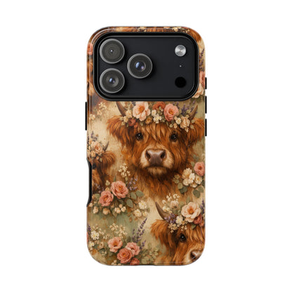 Floral Highland Cow Tough Case