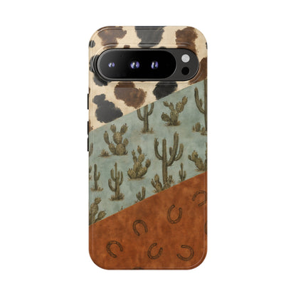 Cowhide Turquoise Cactus Tough Case