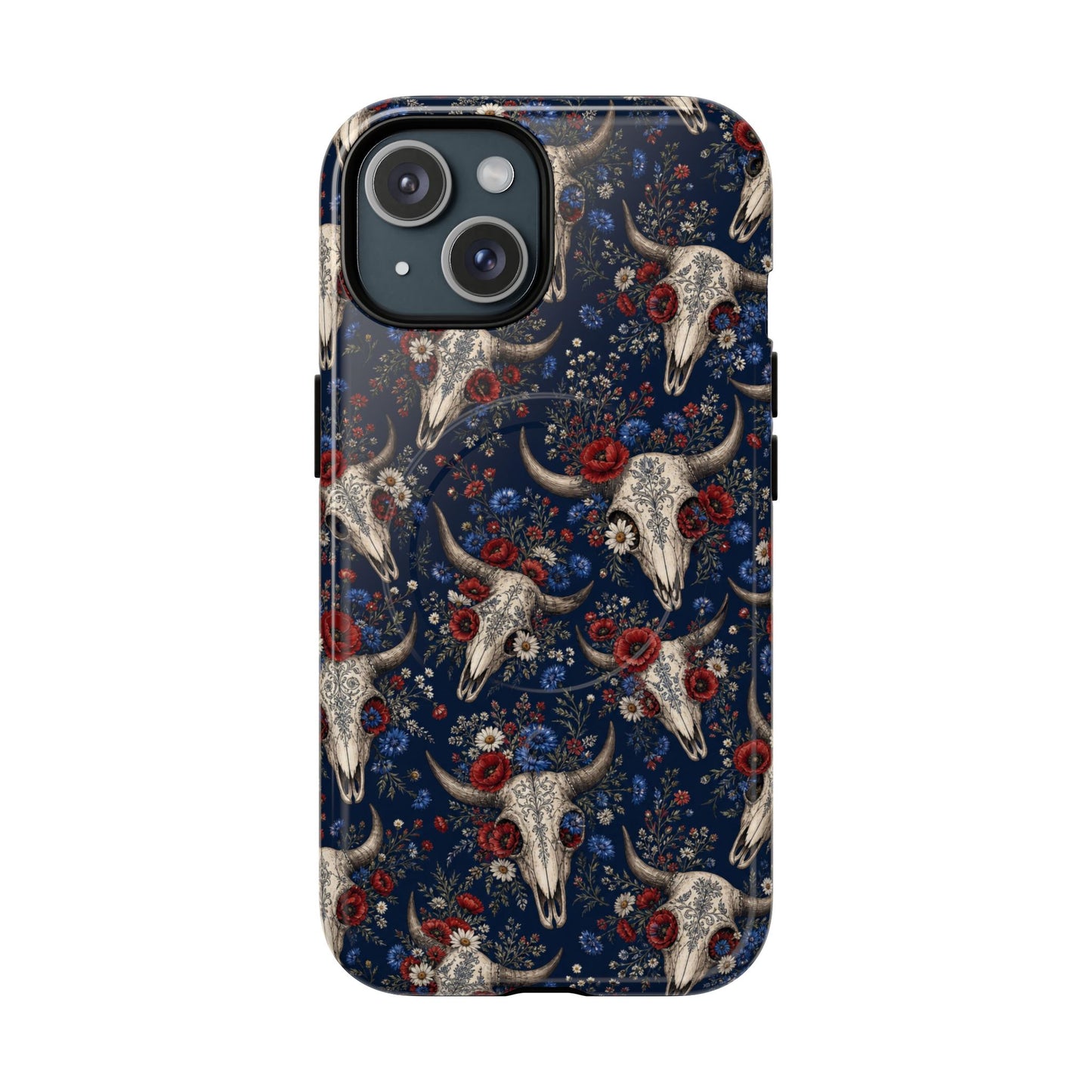 Patriotic Floral Skulls Magnetic Case