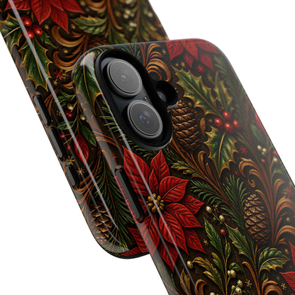 Carved Christmas Holly Tough Case