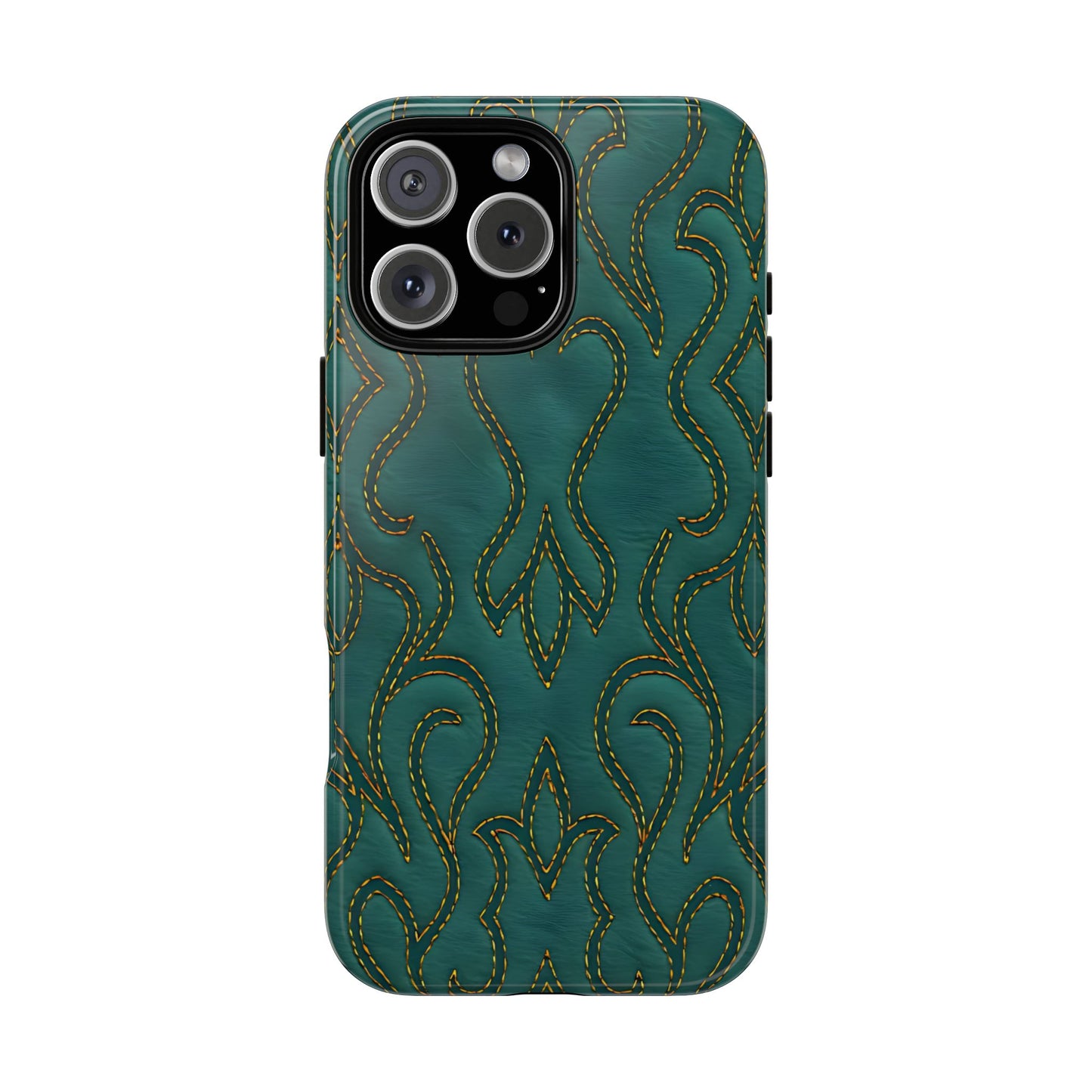 Faux Tooled Teal Stitch Tough Phone Case
