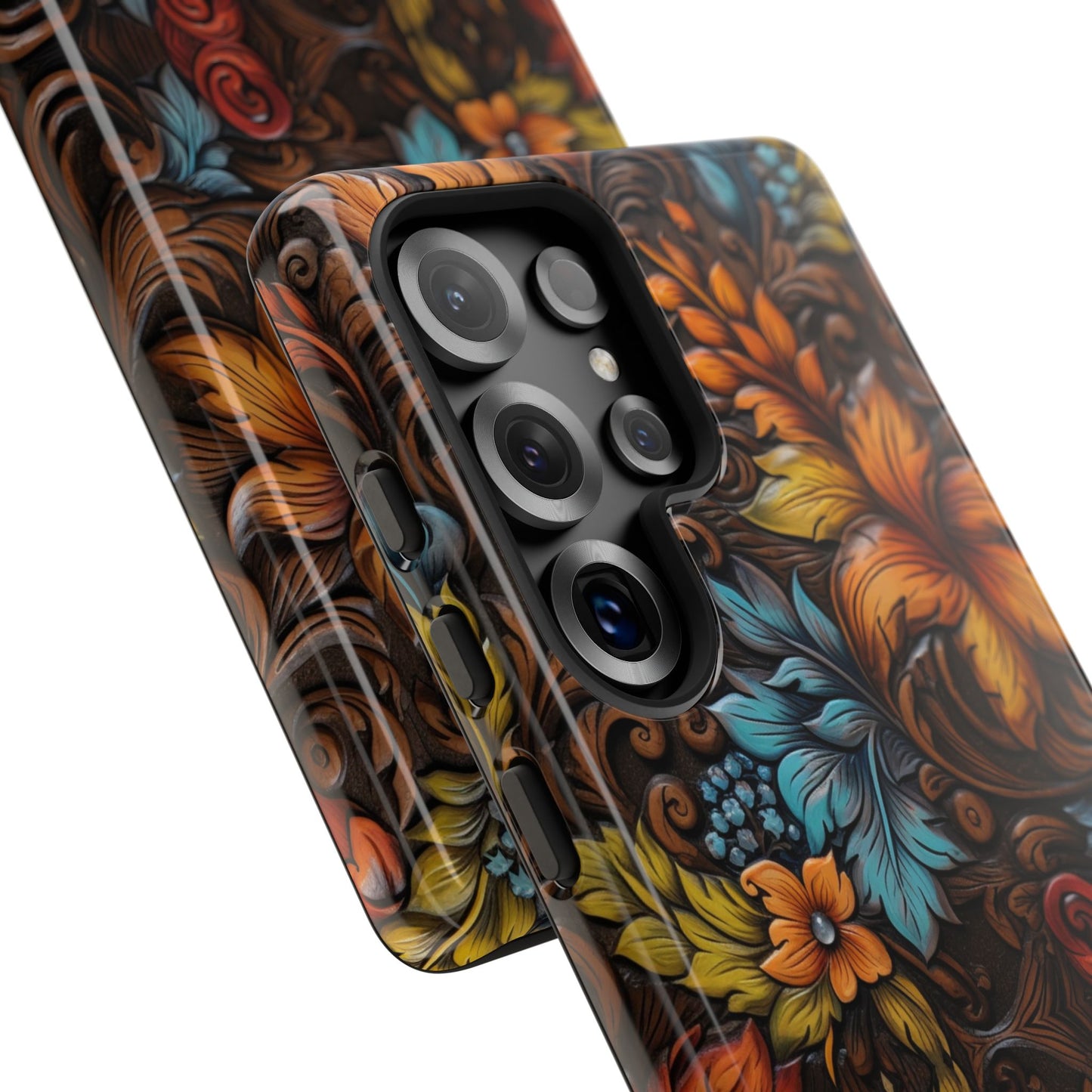 Floral Wood-Print Tough Phone Case