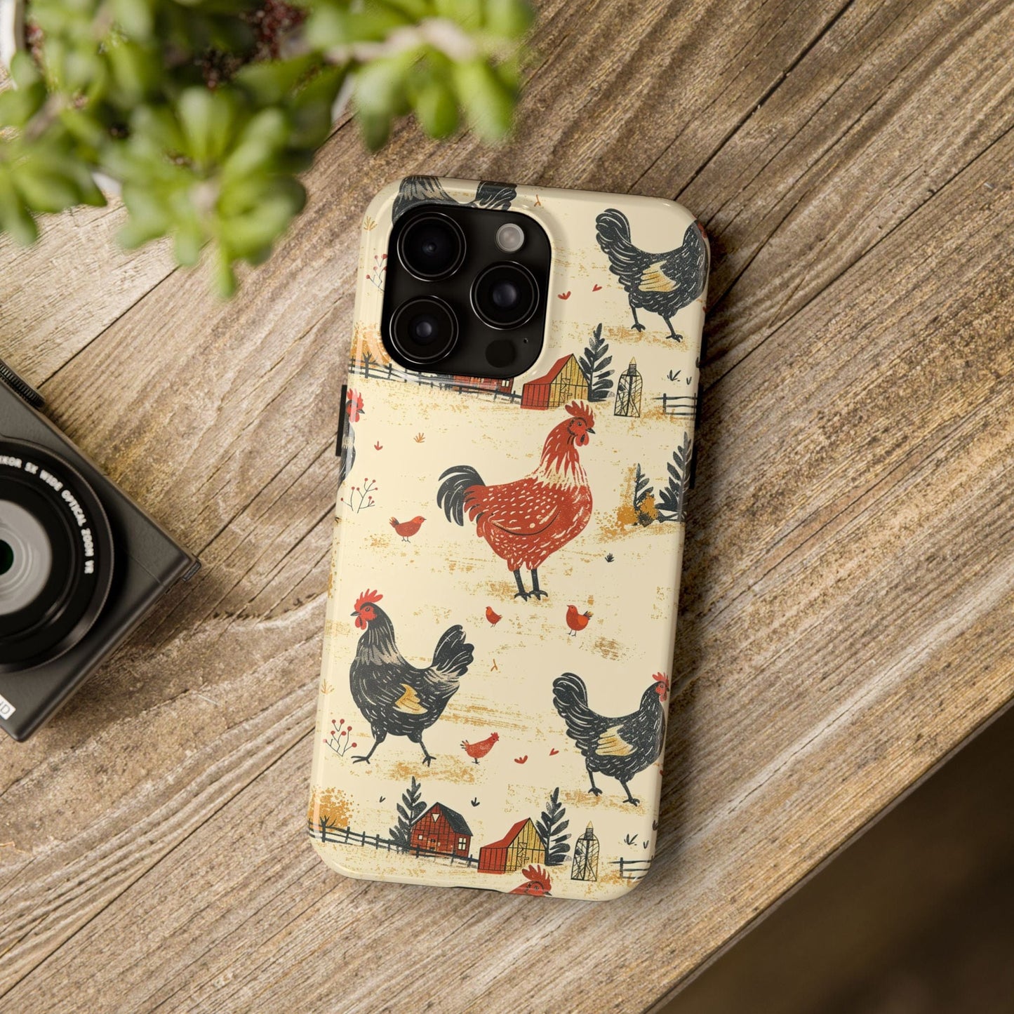 Red Black Chickens Phone Case