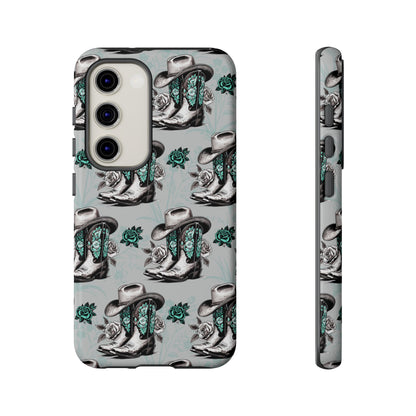 Teal Floral Boots Tough Case