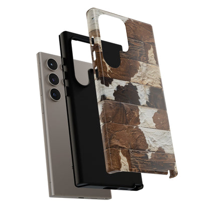 Brown Wooden Cowhide Phone Case