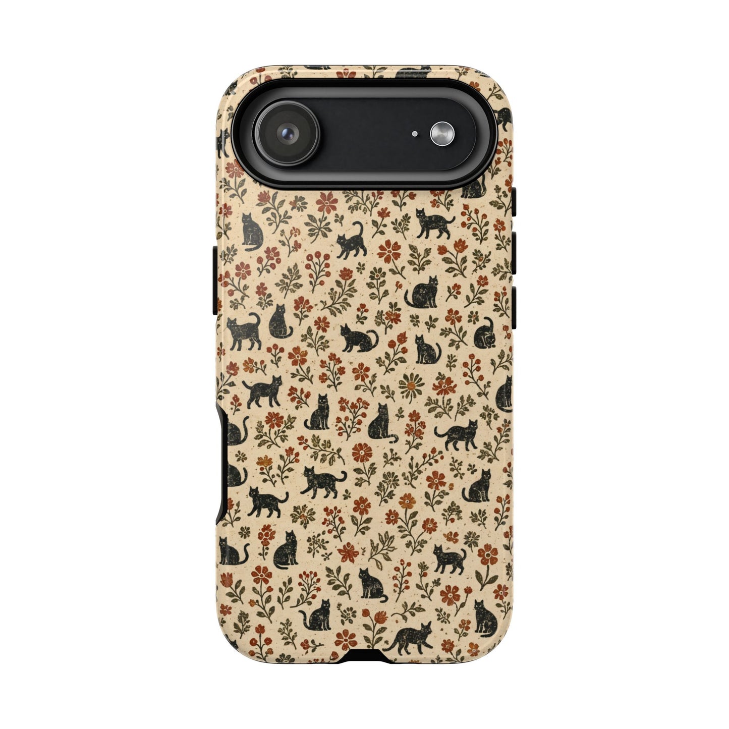 Black Cat Floral Tough Case