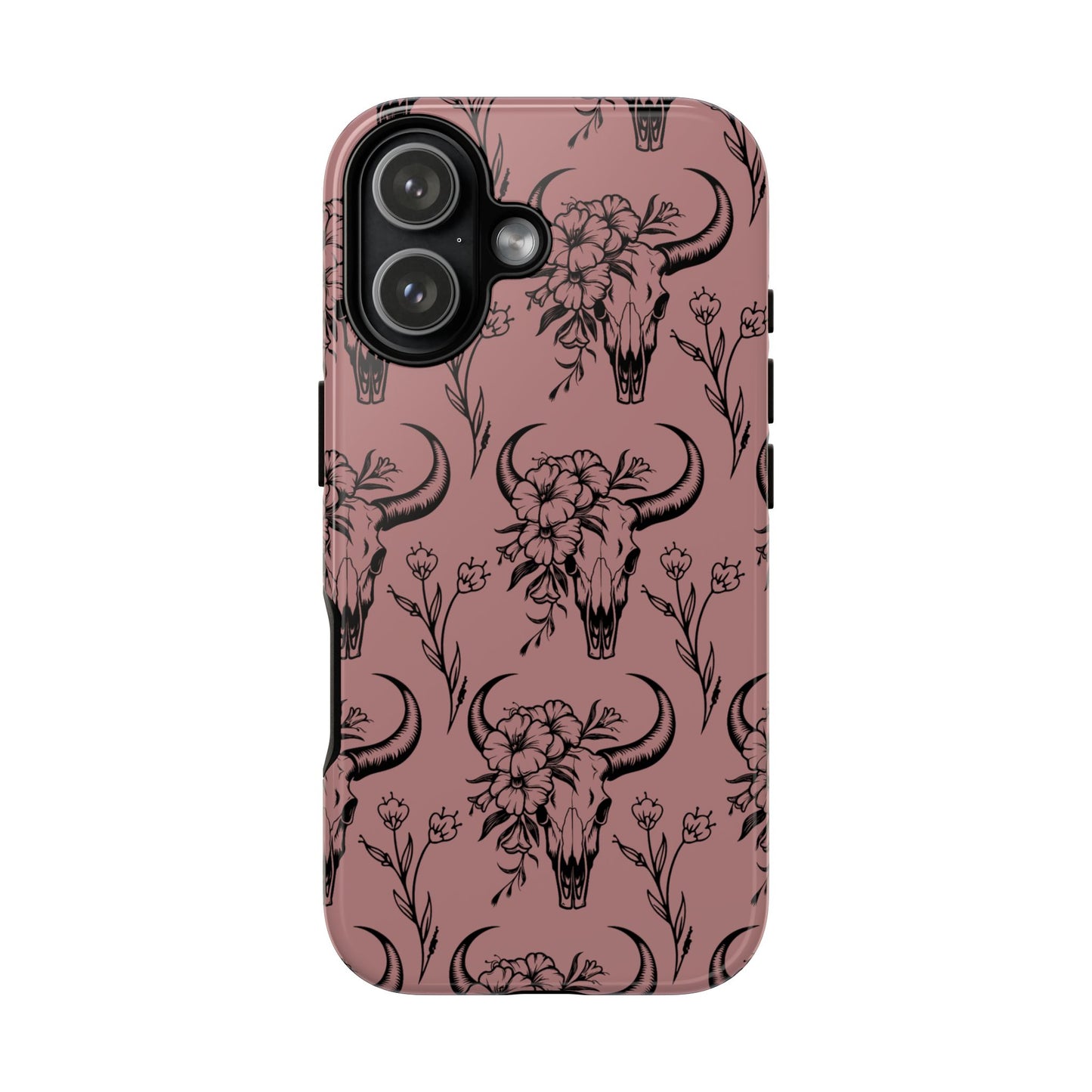 Mauve Floral Skull Tough Phone Case