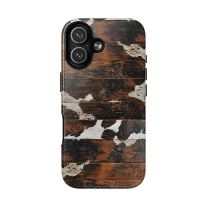Wooden Cowhide Bull Skull Magnetic Case