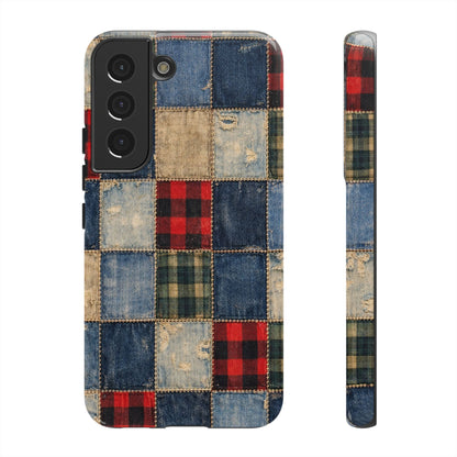 Denim Plaid Patchwork Tough Case