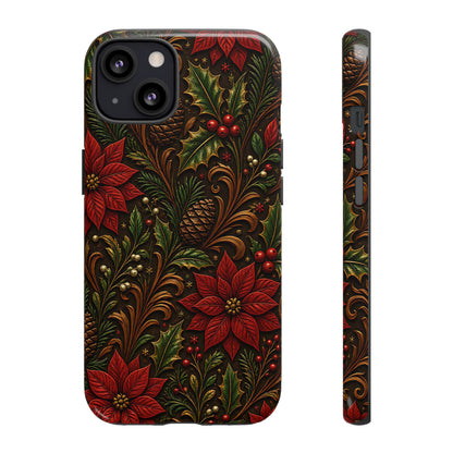 Carved Christmas Holly Tough Case
