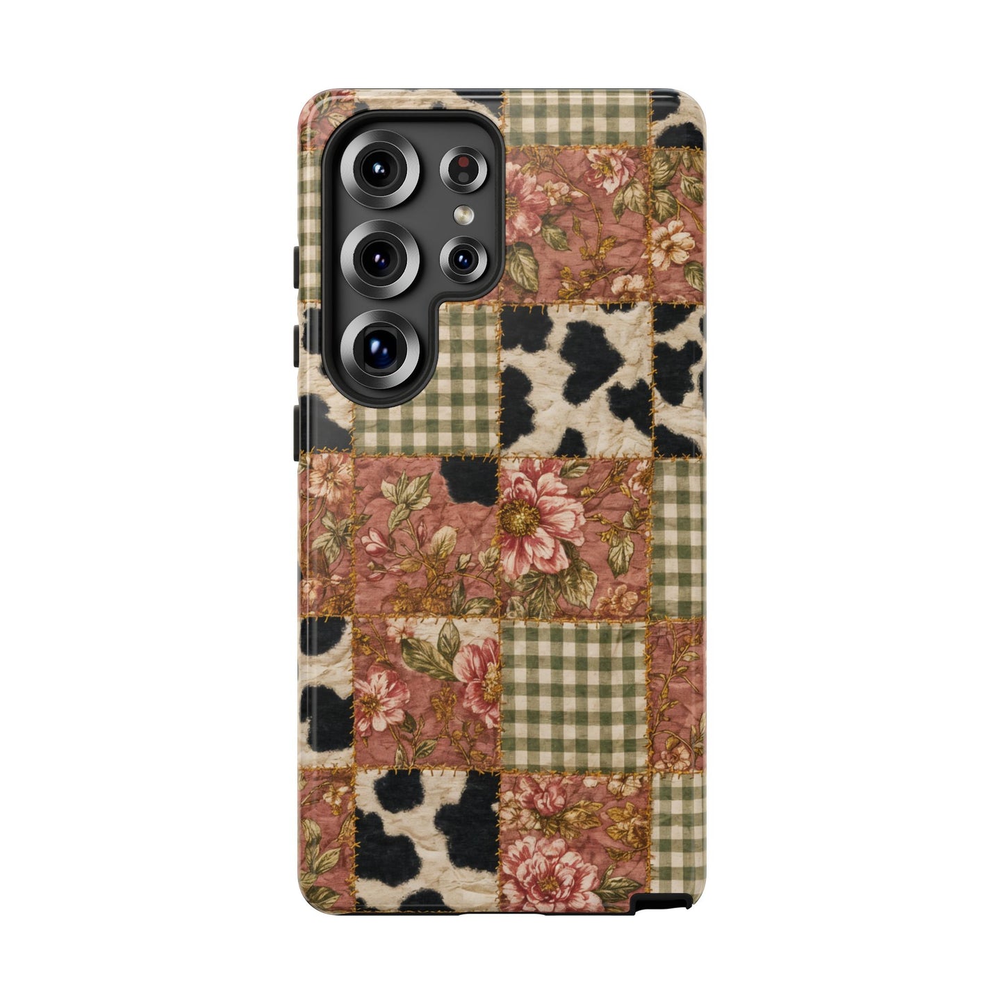 Cowhide Floral Quilt Tough Case