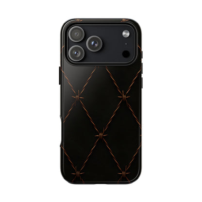 Black Barbed Wire Grid Tough Phone Case