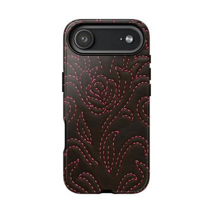 Pink on Black Stitch Tough Phone Case