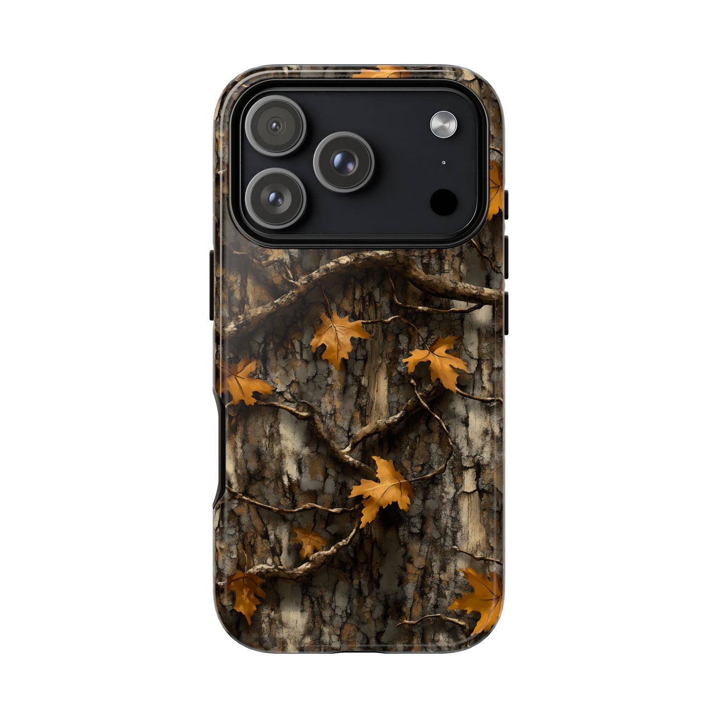 Orange Leaf Tree Camo Tough Phone Case