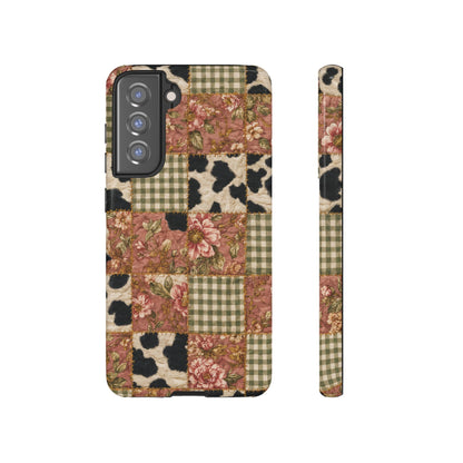 Cowhide Floral Quilt Tough Case