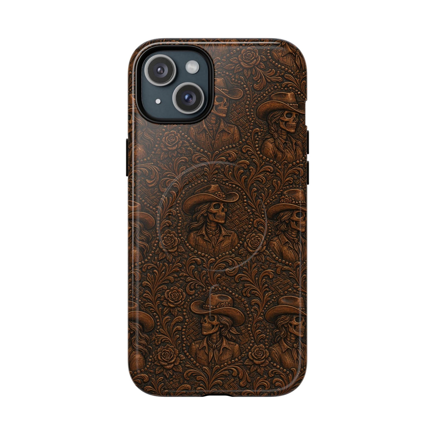 Tooled Skeleton Cowgirl Magnetic Case