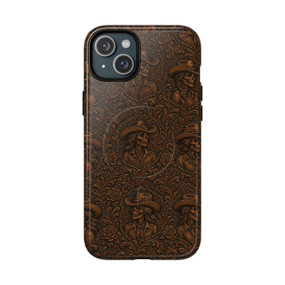 Tooled Skeleton Cowgirl Magnetic Case