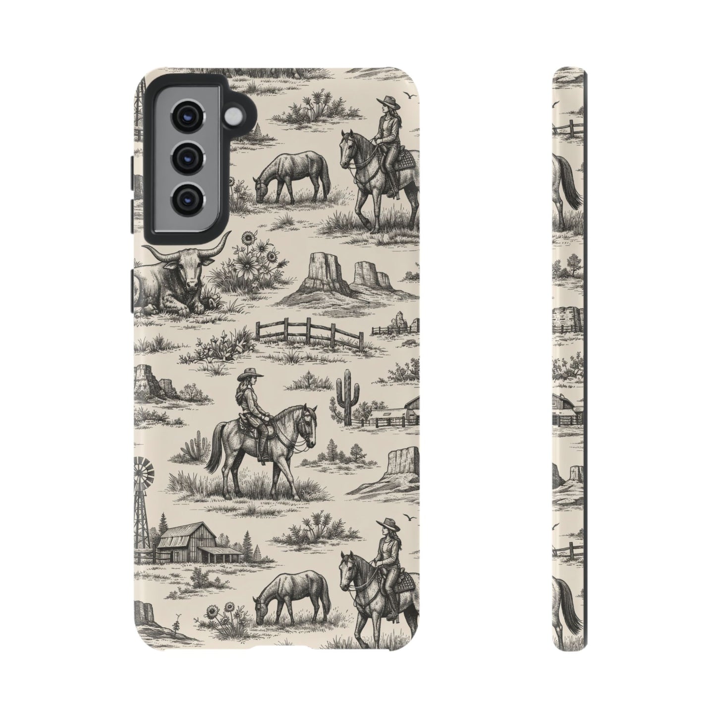Western Toile Black Tough Case