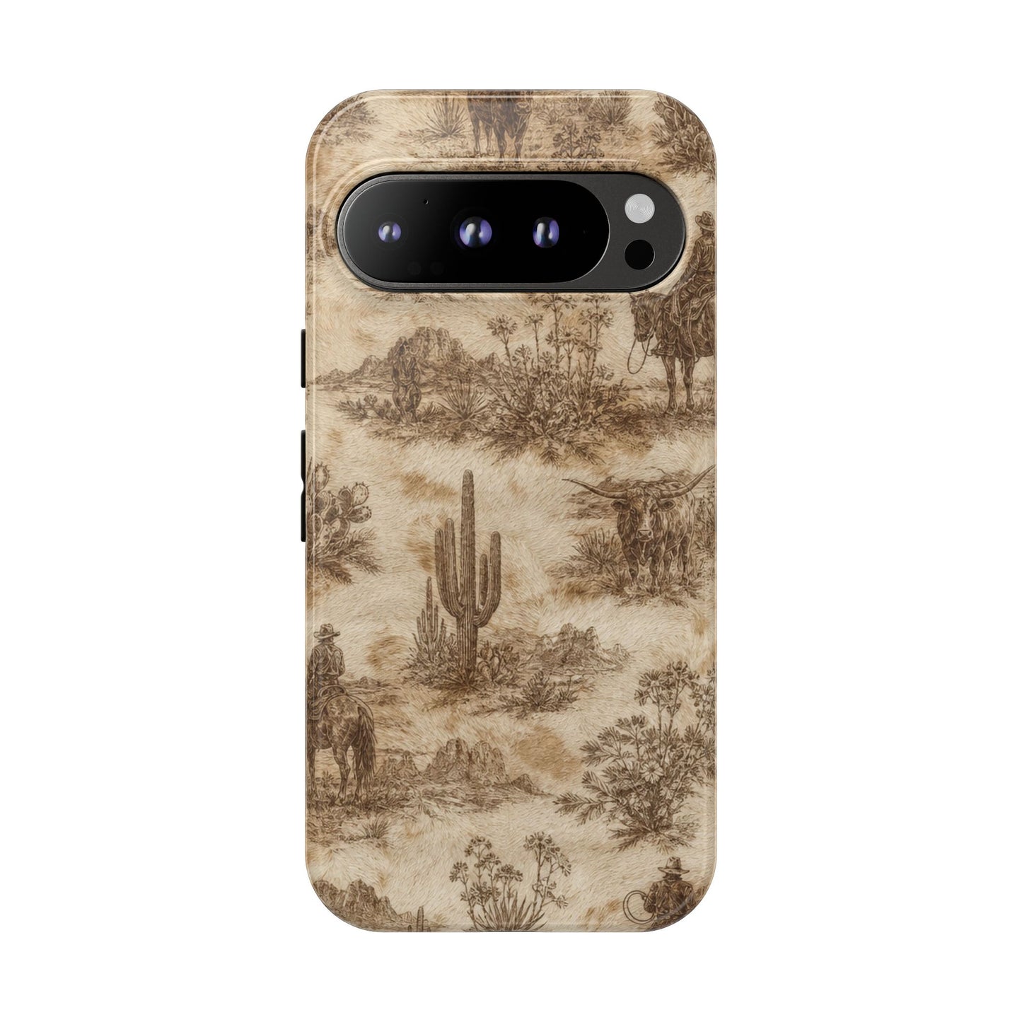 Ivory Cowhide Toile Tough Case