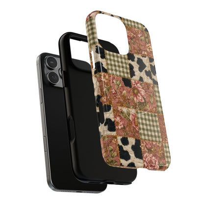 Cowhide Floral Quilt Magnetic Case