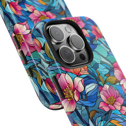 Stained Glass Pink Flowers Phone Case