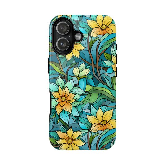 Stained Glass Yellow Flowers Tough Phone Case