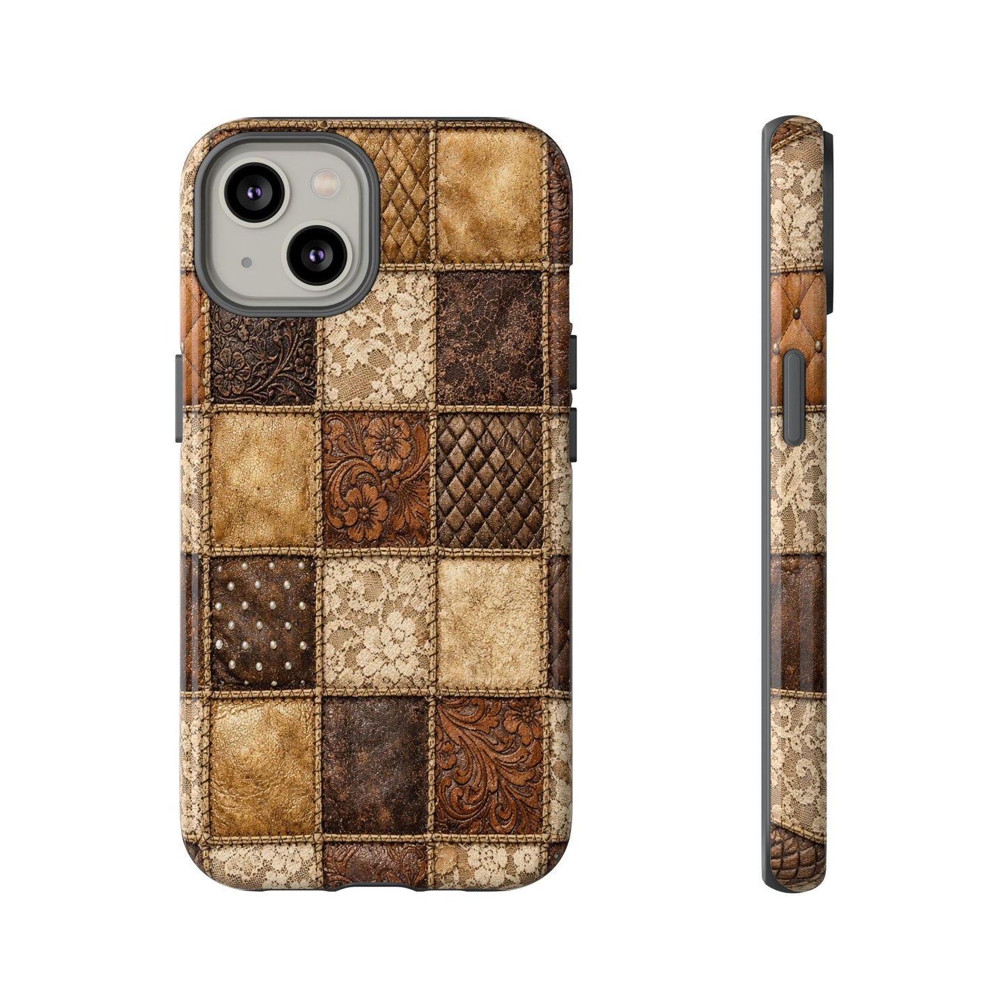 Leather Lace Patchwork Tough Case