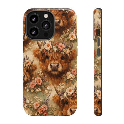 Floral Highland Cow Tough Case