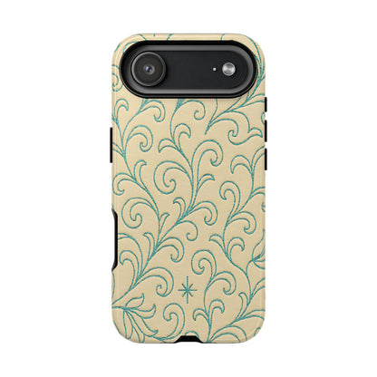 Cream + Turquoise Stitch Tough Case