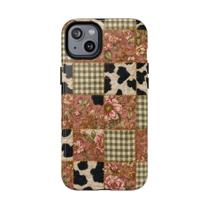 Cowhide Floral Quilt Magnetic Case