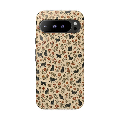 Black Cat Floral Tough Case