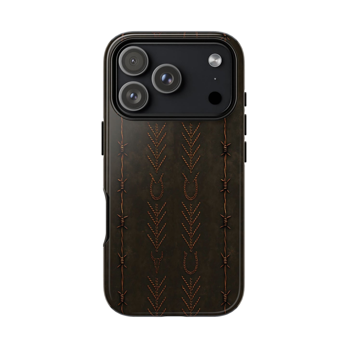 Black + Copper Barbed Wire Stitch Tough Phone Case