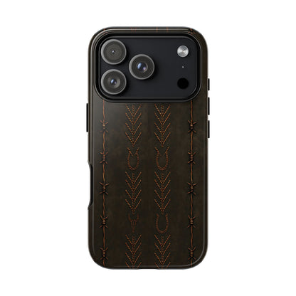 Black + Copper Barbed Wire Stitch Tough Phone Case