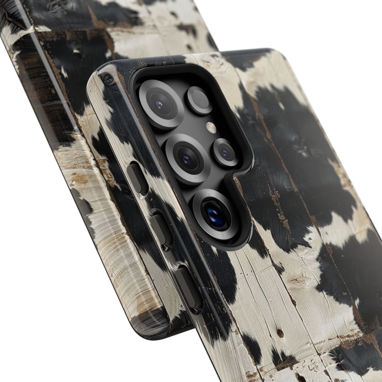 Black Wooden Cowhide Tough Phone Case