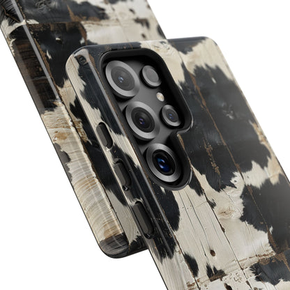 Black Wooden Cowhide Tough Phone Case