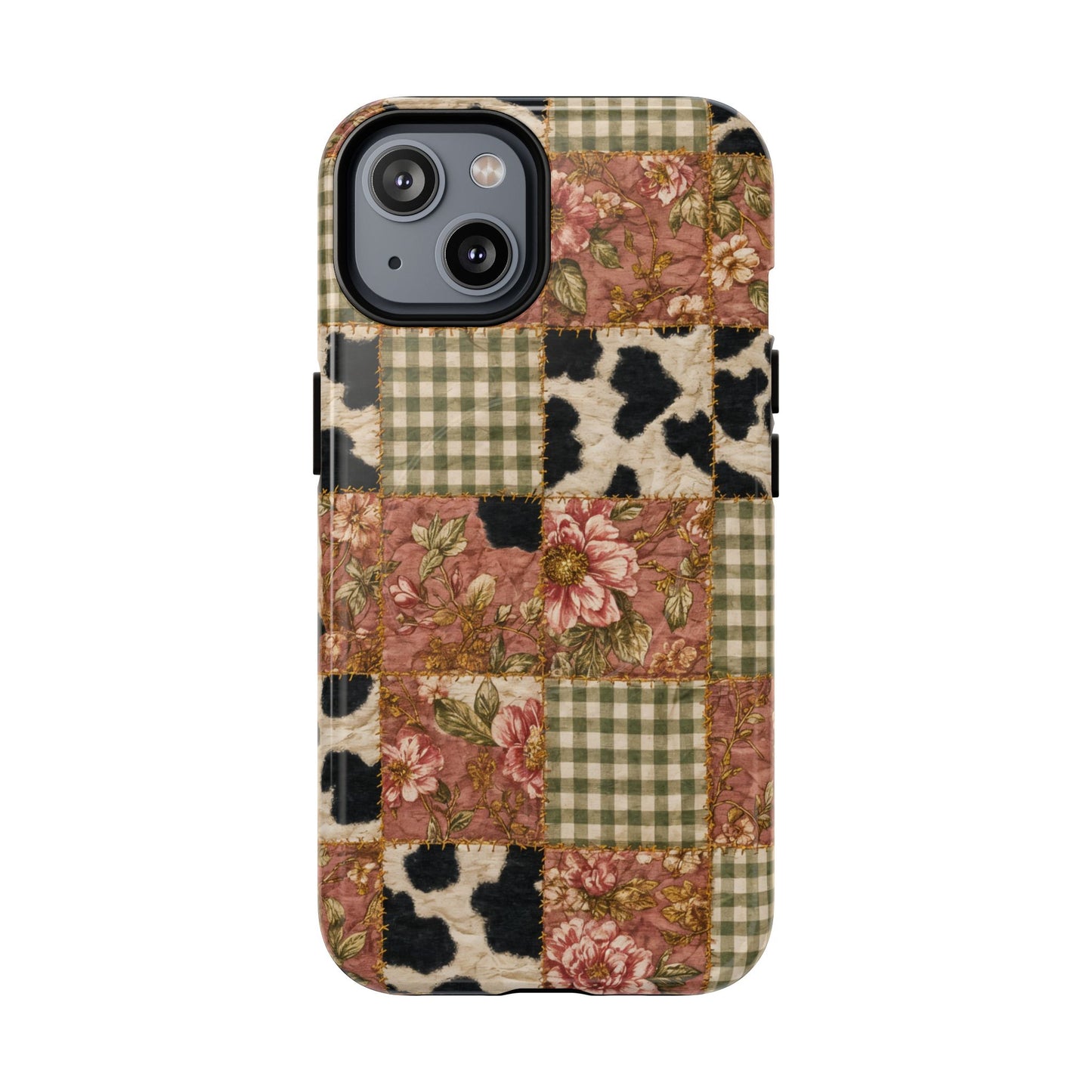 Cowhide Floral Quilt Magnetic Case