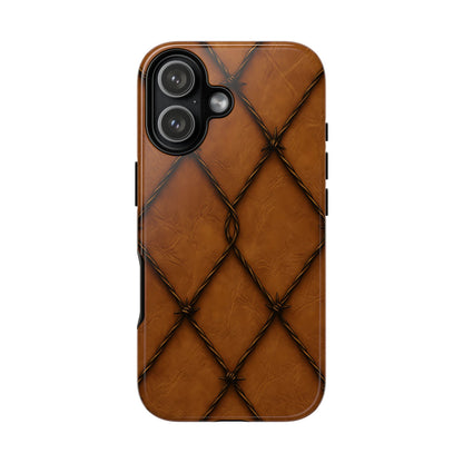 Tan Barbed Wire Grid Tough Phone Case