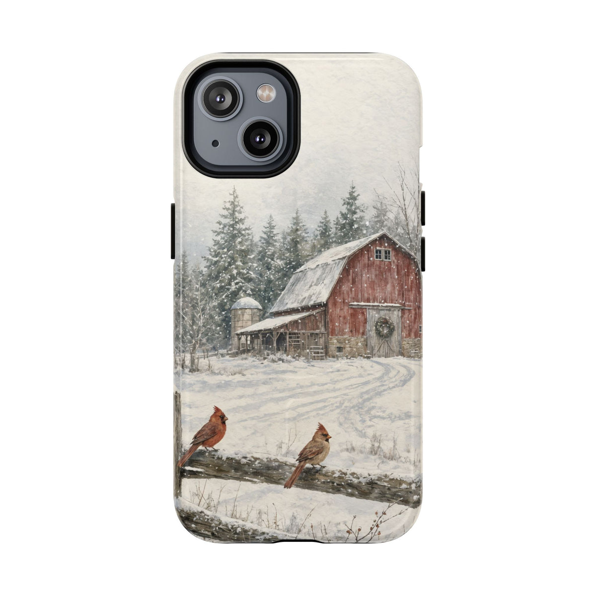 Snowy Red Barn Magnetic Case