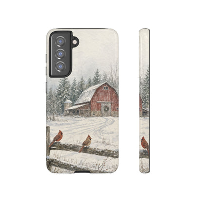 Snowy Red Barn Tough Case