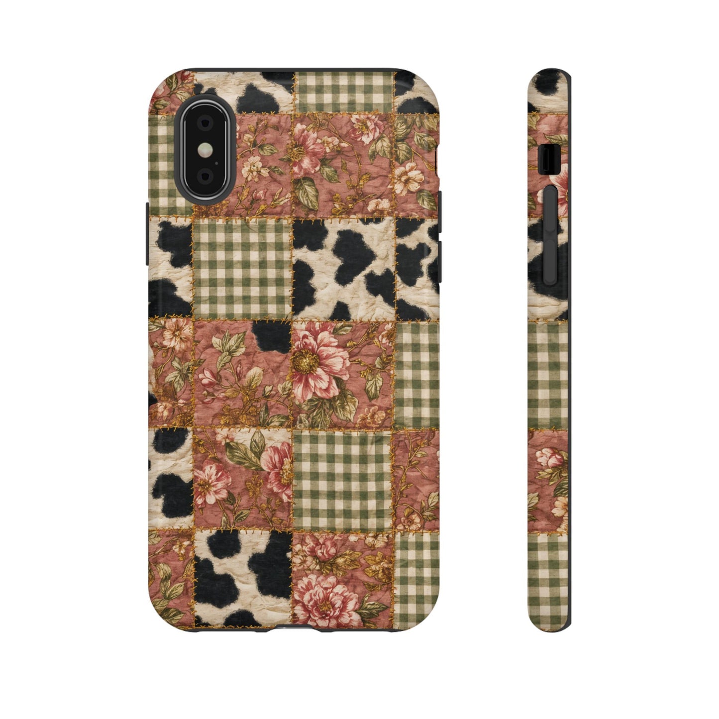Cowhide Floral Quilt Tough Case