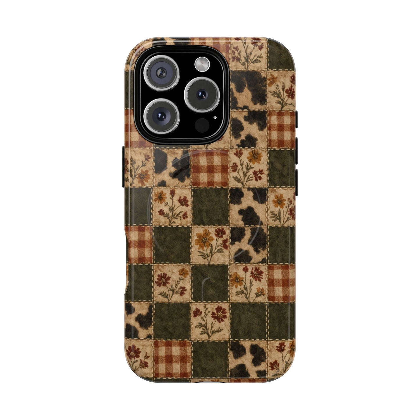 Autumn Plaid Patchwork Magnetic Case
