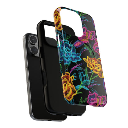 Neon Orange Flowers Magnetic Case